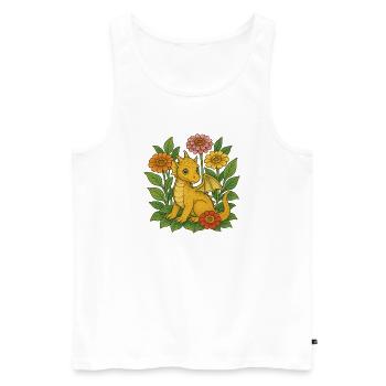 Dragon d’Or en Fleurs - Débardeur bio Premium Homme - blanc - Devant - AI Model Male 178 light (178cm)