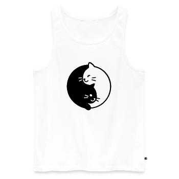Yin und Yang katzen Duo - Männer Premium Bio Tank Top - Weiß - Vorne - AI Model Male 178 light (178cm)