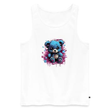 Blue Cuddly Bear Graffiti Pop - Men's Premium Organic Tank Top - white - Front - AI Model Male 178 light (178cm)
