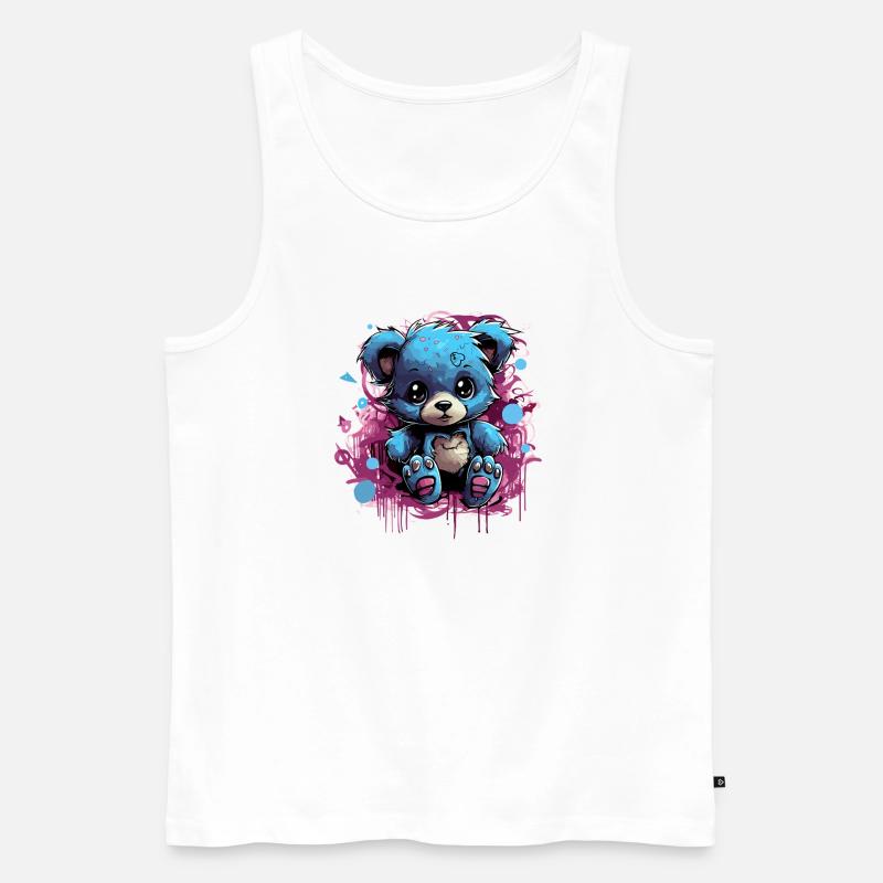 Blue Cuddly Bear Graffiti Pop - Débardeur bio Premium Homme - blanc
