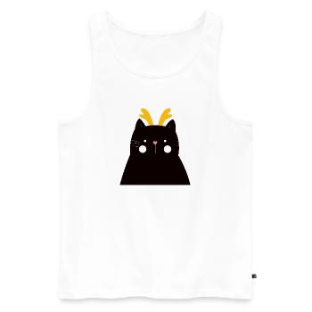 Chat noir aux bois dorés - Débardeur bio Premium Homme - blanc - Devant - AI Model Male 178 light (178cm)