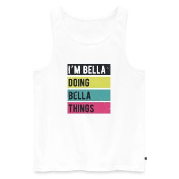 Je suis Bella qui fait des couleurs rétro de Bella Things - Débardeur bio Premium Homme - blanc - Devant - AI Model Male 178 light (178cm)