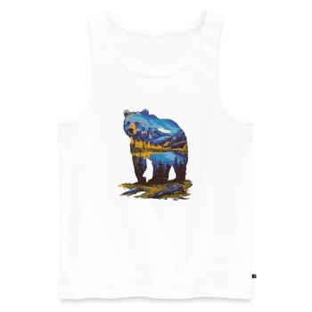 Wander Bear Mountains Lake Retro Nature Design - Men's Premium Organic Tank Top - white - Front - Michal (187cm)