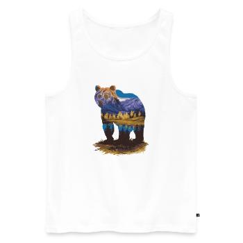 Wander Bear Mountains Lake Retro Nature Design - Men's Premium Organic Tank Top - white - Front - Michal (187cm)