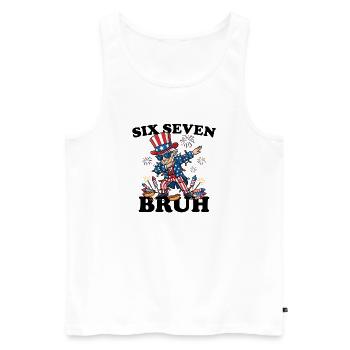Six Seven Bruh 4 July Dabbing 6-7 4 July - Men's Premium Organic Tank Top - white - Front - AI Model Male 178 light (178cm)