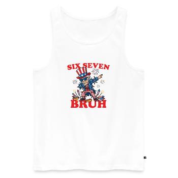 Six Seven Bruh 4 July Dabbing 6-7 4 July - Men's Premium Organic Tank Top - white - Front - AI Model Male 178 light (178cm)