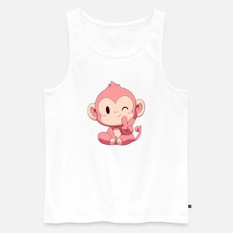 Kleiner Pinker Affe Peace - Männer Premium Bio Tank Top - Weiß