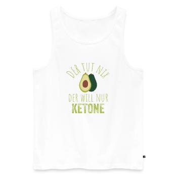 Image de la phrase Keto sur l’avocat - Débardeur bio Premium Homme - blanc - Devant - AI Model Male 178 light (178cm)
