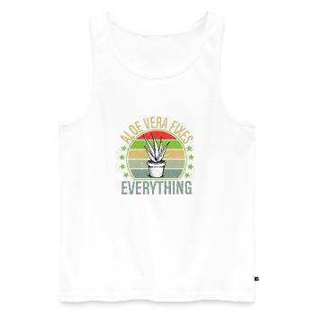 Aloe Vera Fixes Everything Funny Succulent Gard - Men's Premium Organic Tank Top - white - Front - AI Model Male 178 light (178cm)