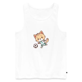Chat joueur football numero10 - Débardeur bio Premium Homme - blanc - Devant - Michal (187cm)