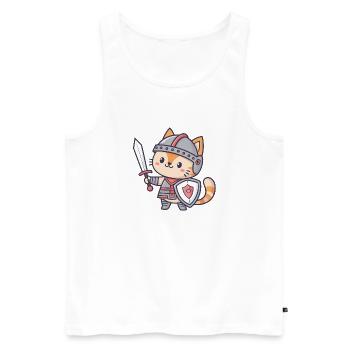 Miniature Knight Cat - Men's Premium Organic Tank Top - white - Front - AI Model Male 178 light (178cm)