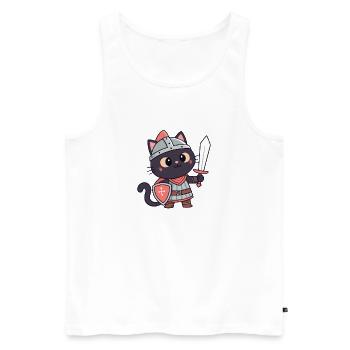 Cat Knight: Cute Sword and Shield - Men's Premium Organic Tank Top - white - Front - AI Model Male 178 light (178cm)