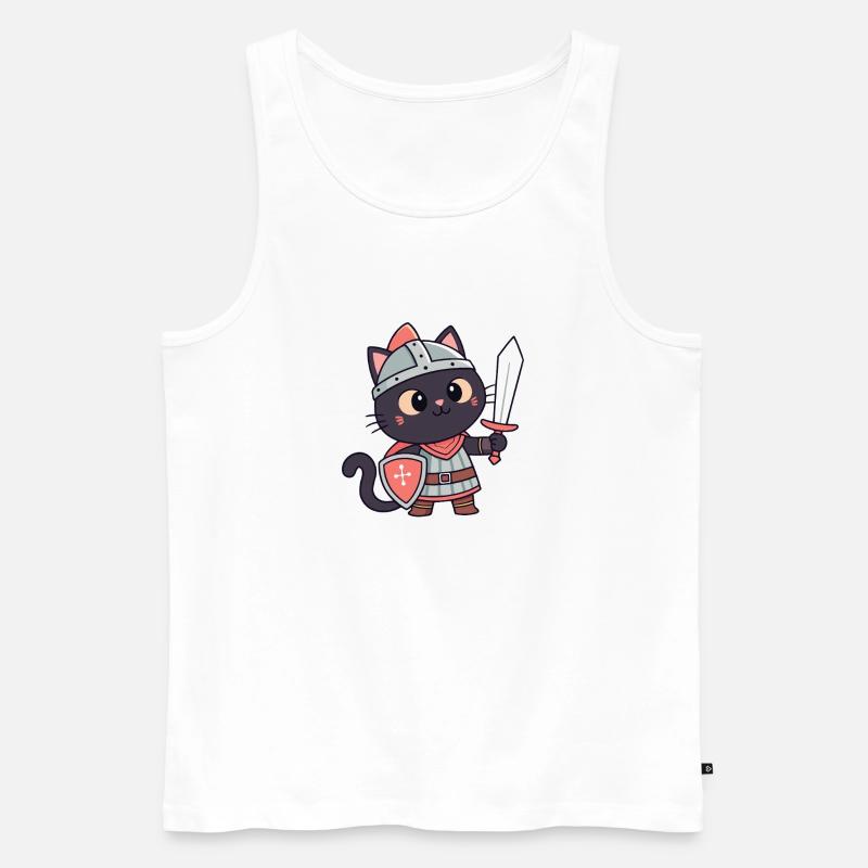 Chat Chevalier: épée et écu mignon - Débardeur bio Premium Homme - blanc