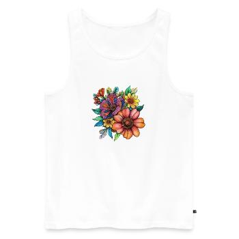 Fleurs splendantes couleurs néon - Débardeur bio Premium Homme - blanc - Devant - AI Model Male 178 light (178cm)