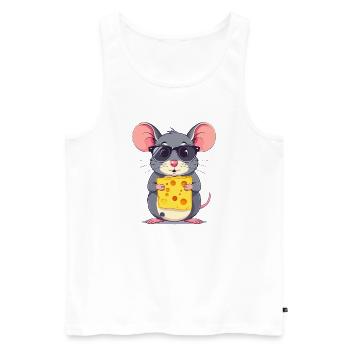 Souris au fromage cool avec des lunettes de soleil - Débardeur bio Premium Homme - blanc - Devant - Michal (187cm)