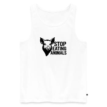 Stop Eating Animals Pig - Men's Premium Organic Tank Top - white - Front - AI Model Male 178 light (178cm)