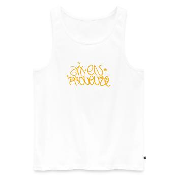 T-shirt souvenir traditionnel d’Aix-en-Provence - Débardeur bio Premium Homme - blanc - Devant - Michal (187cm)