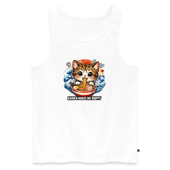 Kawaii Cat Ramen Noodles Anime Cat - Men's Premium Organic Tank Top - white - Front - AI Model Male 178 light (178cm)