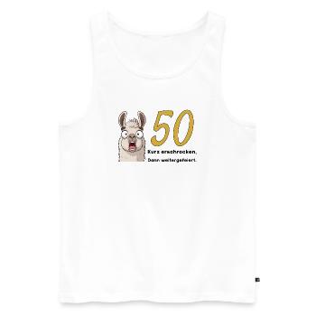 50th birthday – briefly frightened, then celebrated - Men's Premium Organic Tank Top - white - Front - AI Model Male 178 light (178cm)