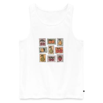 Pastel Fruit Stamp Pattern - Men's Premium Organic Tank Top - white - Front - AI Model Male 178 light (178cm)