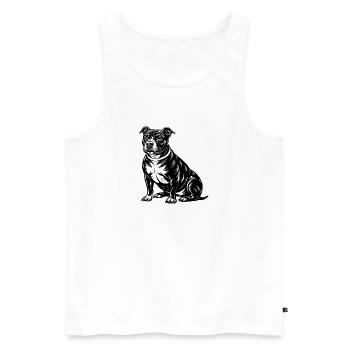 Amerikanischer Pitbull - Männer Premium Bio Tank Top - Weiß - Vorne - AI Model Male 178 light (178cm)