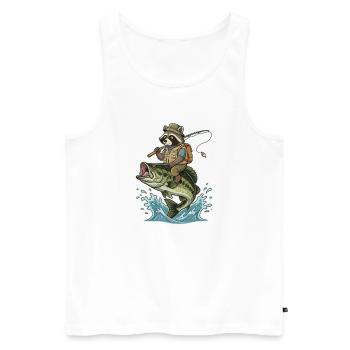 Funny raccoon rides on a bass fish - Men's Premium Organic Tank Top - white - Front - AI Model Male 178 light (178cm)