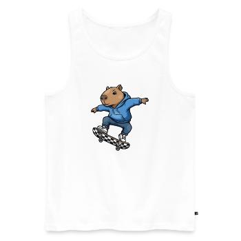 Capybara Skateboard - Débardeur bio Premium Homme - blanc - Devant - Michal (187cm)
