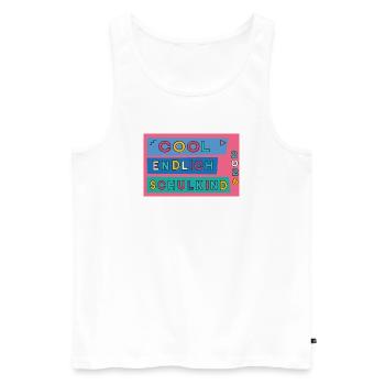 Endlich Schulkind  - Männer Premium Bio Tank Top - Weiß - Vorne - Michal (187cm)