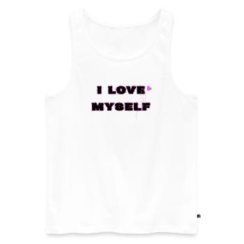 Self-love, I love myself - Men's Premium Organic Tank Top - white - Front - AI Model Male 178 light (178cm)