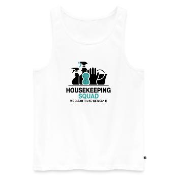 Funny Cleaning Design - Men's Premium Organic Tank Top - white - Front - AI Model Male 178 light (178cm)