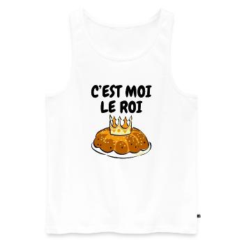 Humour Galette des Rois C'est Moi Le Roi - Débardeur bio Premium Homme - blanc - Devant - AI Model Male 178 light (178cm)