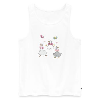 Oies drôles avec papillon et abeille - Débardeur bio Premium Homme - blanc - Devant - Michal (187cm)
