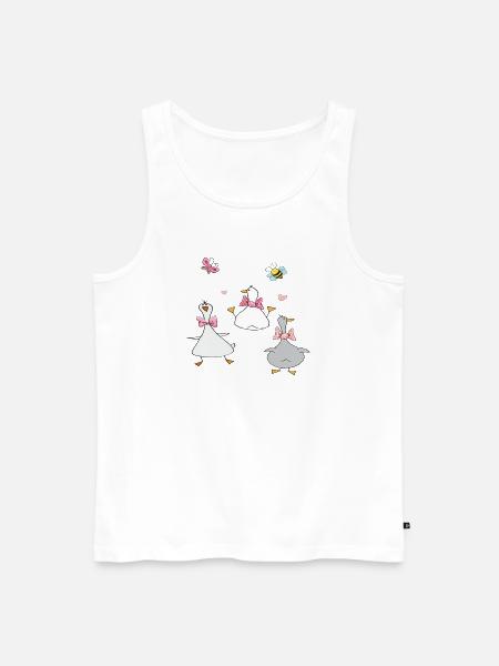 lustige Gänse mit Schmetterling und Biene  - Männer Premium Bio Tank Top - Weiß