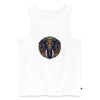 Farbenfrohe Elefanten-Mandala - Männer Premium Bio Tank Top - Weiß - Vorne - Michal (187cm)