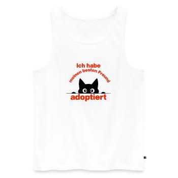 ICH HAB MEINEN BESTEN FREUND ADOPTIERT! - Männer Premium Bio Tank Top - Weiß - Vorne - Michal (187cm)