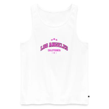 Los Angeles Neon Pink Lettering - Men's Premium Organic Tank Top - white - Front - AI Model Male 178 light (178cm)