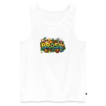 Sabor do Brasil: Authentic Brazilian Cuisine & Ico - Men's Premium Organic Tank Top - white - Front - AI Model Male 178 light (178cm)