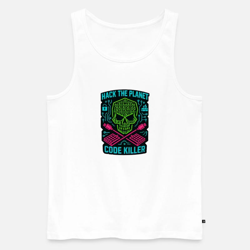 Hack the Planet Code Killer - Cybersécurité - Débardeur bio Premium Homme - blanc
