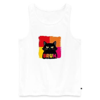Portrait néon de chat BRUH - Débardeur bio Premium Homme - blanc - Devant - Michal (187cm)