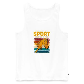 Horse Dare, Retro Sport Hobby Horsing - Débardeur bio Premium Homme - blanc - Devant - Michal (187cm)