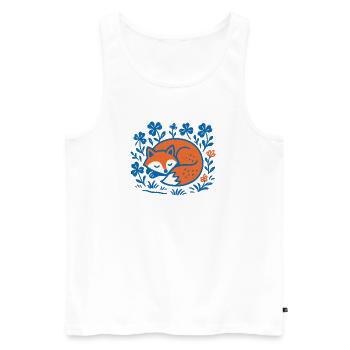 Schlafender Fuchs im Blumen-Nachtgarten - Männer Premium Bio Tank Top - Weiß - Vorne - AI Model Male 178 light (178cm)
