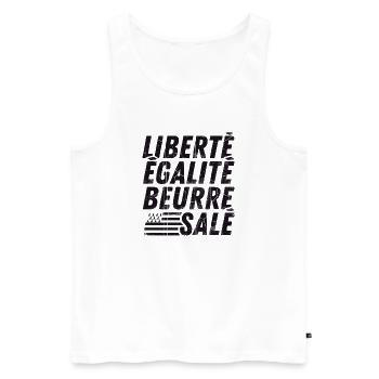 Liberté Égalité Beurre Salé Humour Breton Cadeau  - Débardeur bio Premium Homme - blanc - Devant - AI Model Male 178 light (178cm)