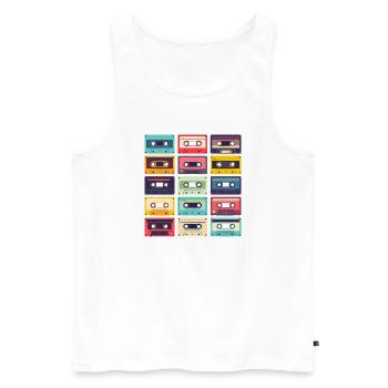 Cassettes Pop Art Pattern - Men's Premium Organic Tank Top - white - Front - AI Model Male 178 light (178cm)