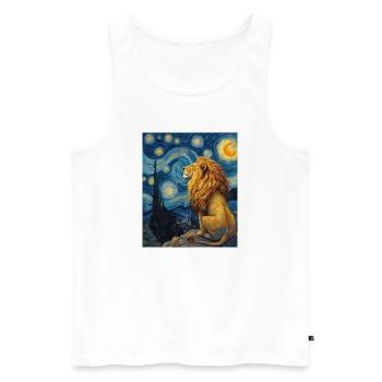 Löwe Van Gogh - Männer Premium Bio Tank Top - Weiß - Vorne - AI Model Male 178 light (178cm)