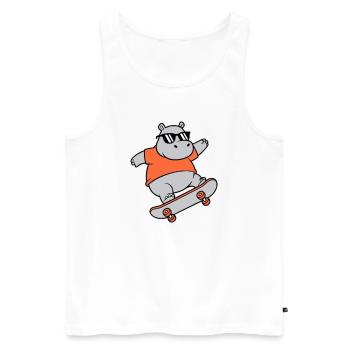 Cooles Nilpferd Skater Skateboard Vektor - Männer Premium Bio Tank Top - Weiß - Vorne - AI Model Male 178 light (178cm)