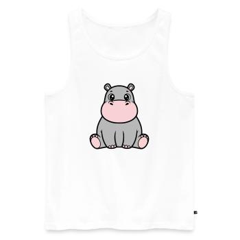 Cute Baby Hippopotamus Sitting Kawaii - Men's Premium Organic Tank Top - white - Front - AI Model Male 178 light (178cm)