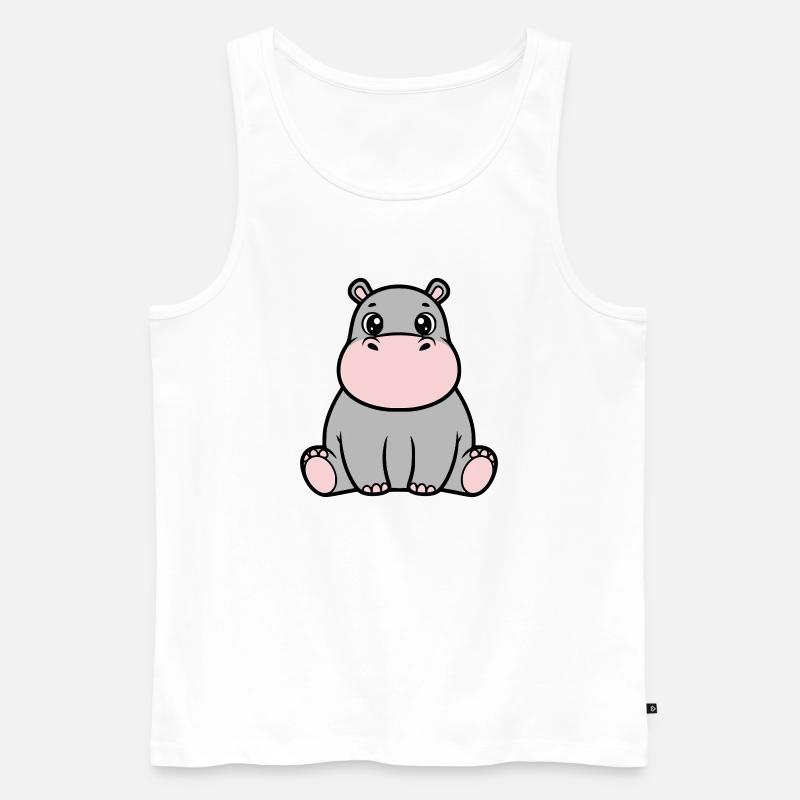 Süßes Baby Nilpferd Sitzend Kawaii - Männer Premium Bio Tank Top - Weiß