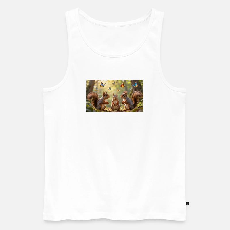 Eichhörnchen Trio und Schmetterlingstanz - Männer Premium Bio Tank Top - Weiß