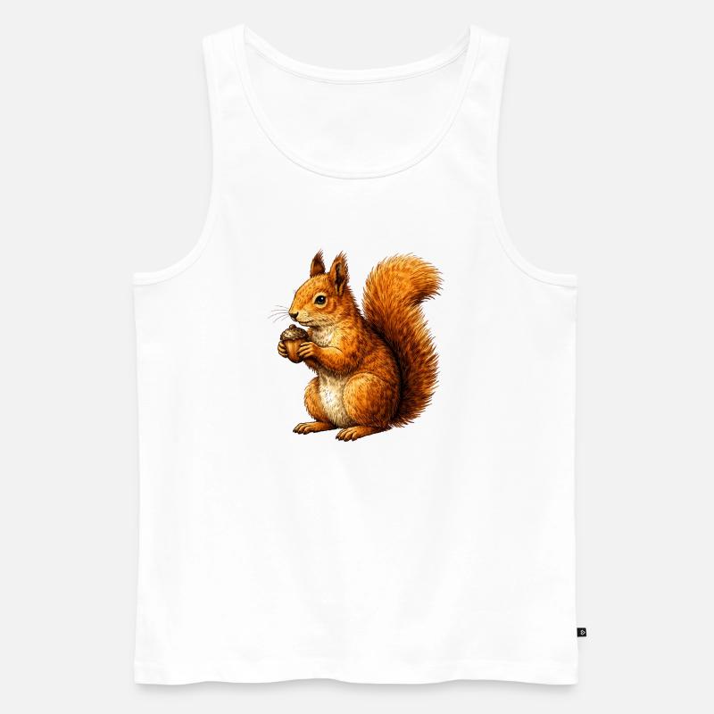 Niedliches Eichhörnchen mit Nuss –Tierillustration - Männer Premium Bio Tank Top - Weiß