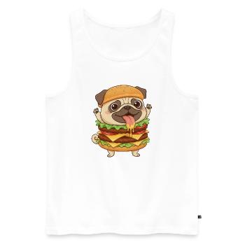 Mignon chien carlin Fast-food Cheeseburger - Débardeur bio Premium Homme - blanc - Devant - Michal (187cm)